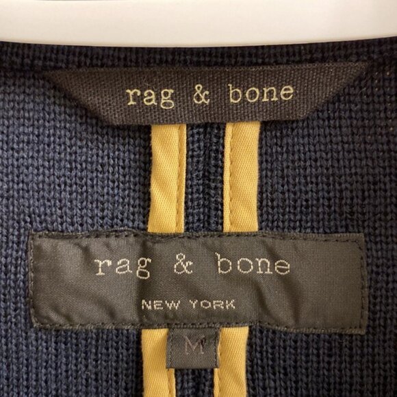 Rag and Bone Bromley Merino Wool Blazer Women’s Medium Navy Blue Knit Jacket - Picture 2 of 11